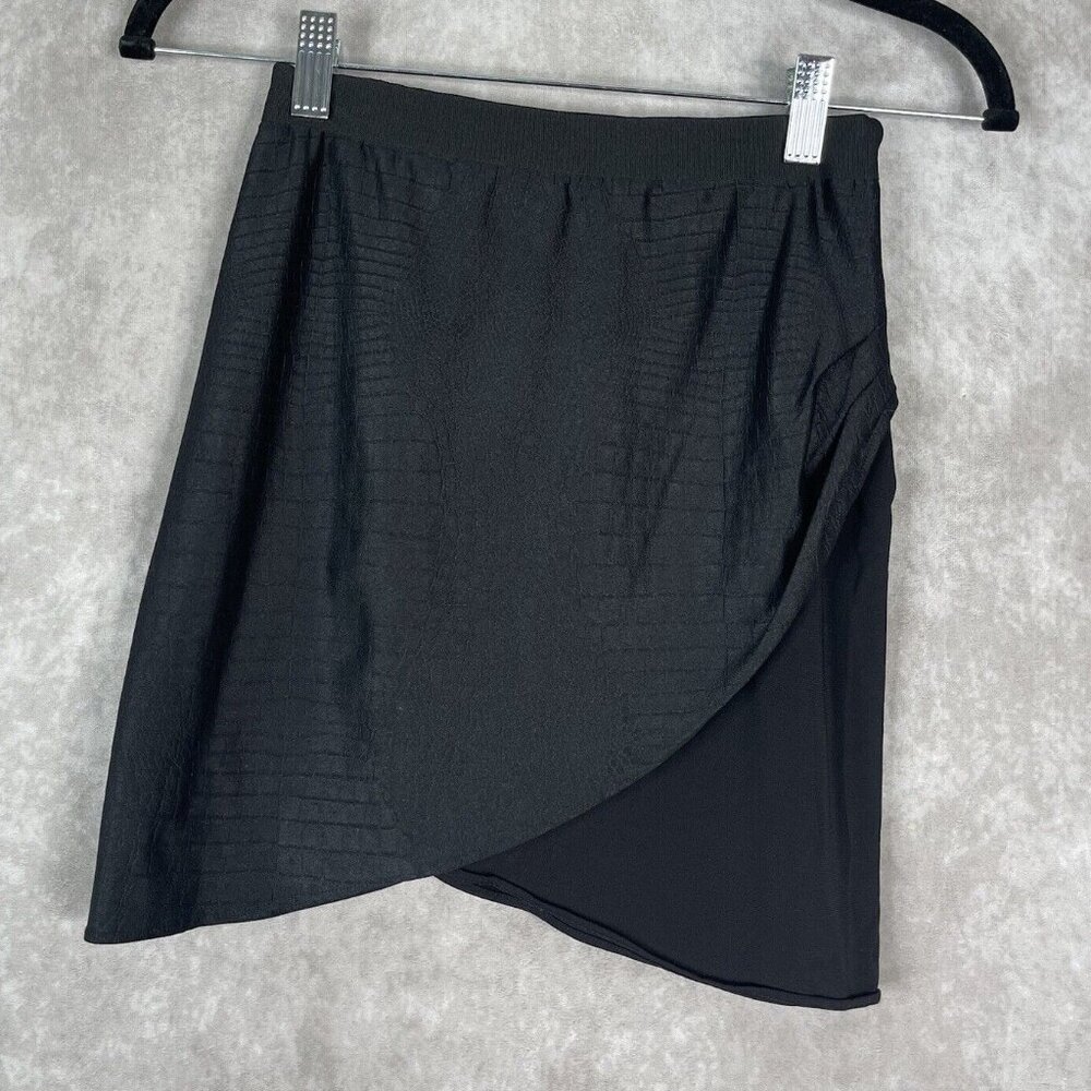The Kooples Black Alligator Print Faux Wrap Mini Skirt Women's Size 34 XS